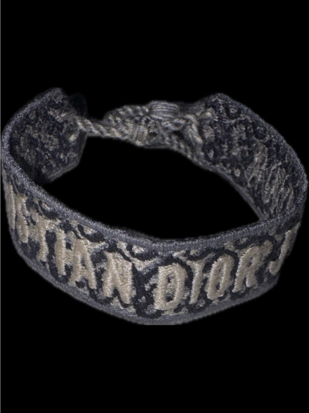 Dior Navy and Beige Embroidered Woven Bracelet